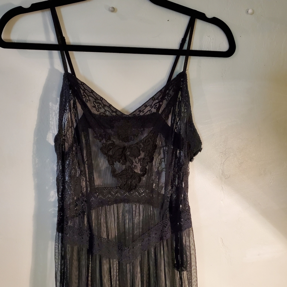 Black floor length lace dress